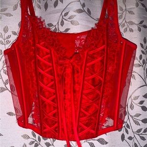 Victoria Secrets Dream Angels Unlined Lace-Up Corset Top